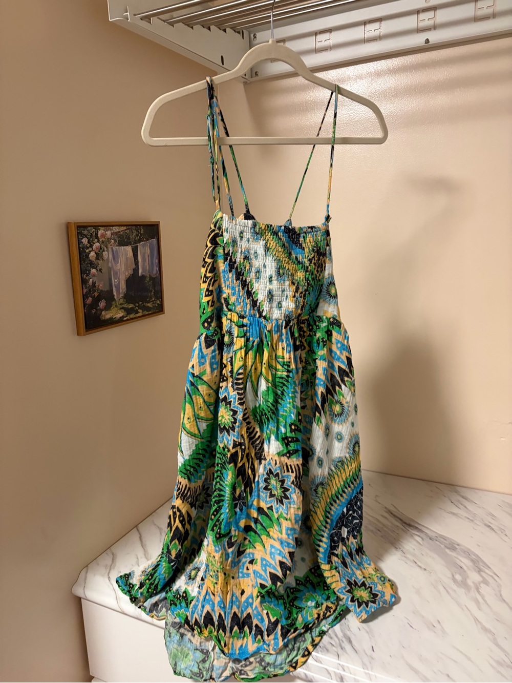 Green & Blue Paisley Cutout Sundress - Picture 2 of 4